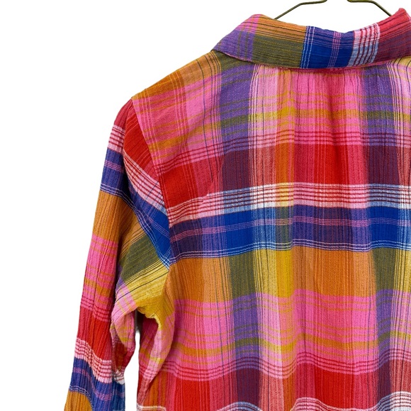 SOFT SURROUNDINGS Sansonne Shirt Top Multicolor Plaid - Picture 5 of 7